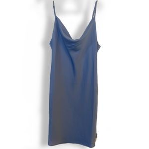 Small Baby Blue Satin Cowl Neck Mini Slip Dress